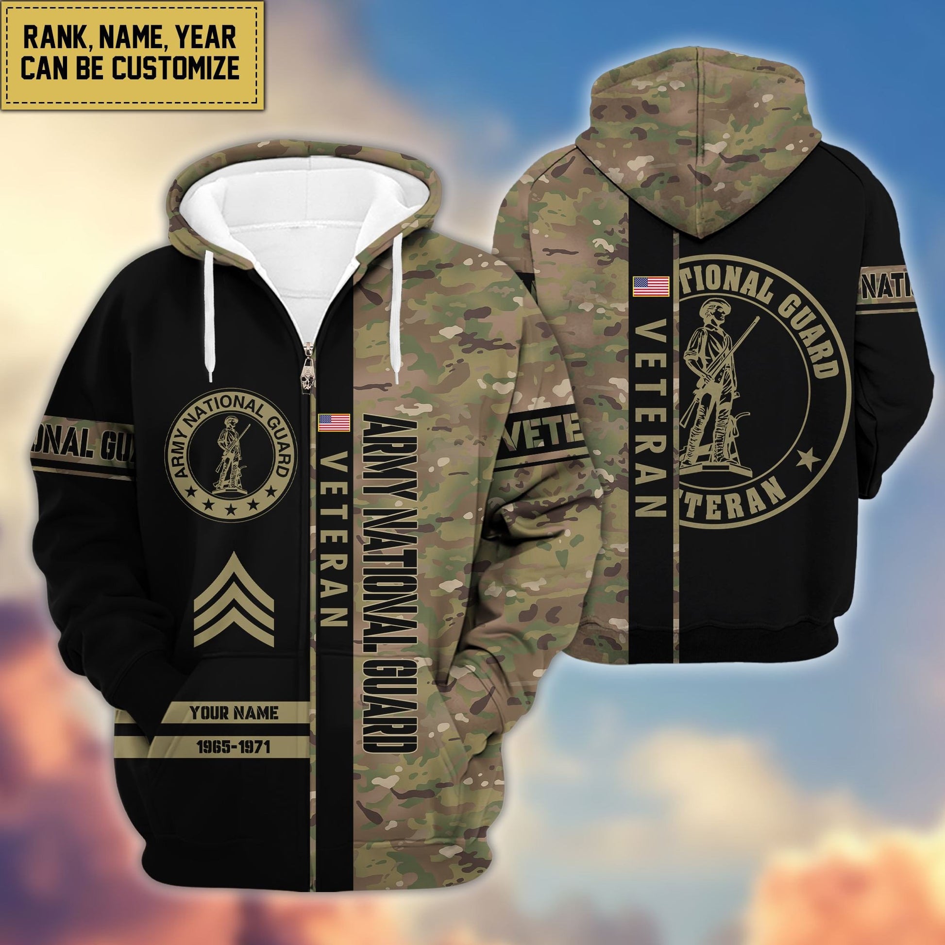Premium Personalized Camo Soldiers US Veterans Zip Hoodie HB141203, easychoo.com