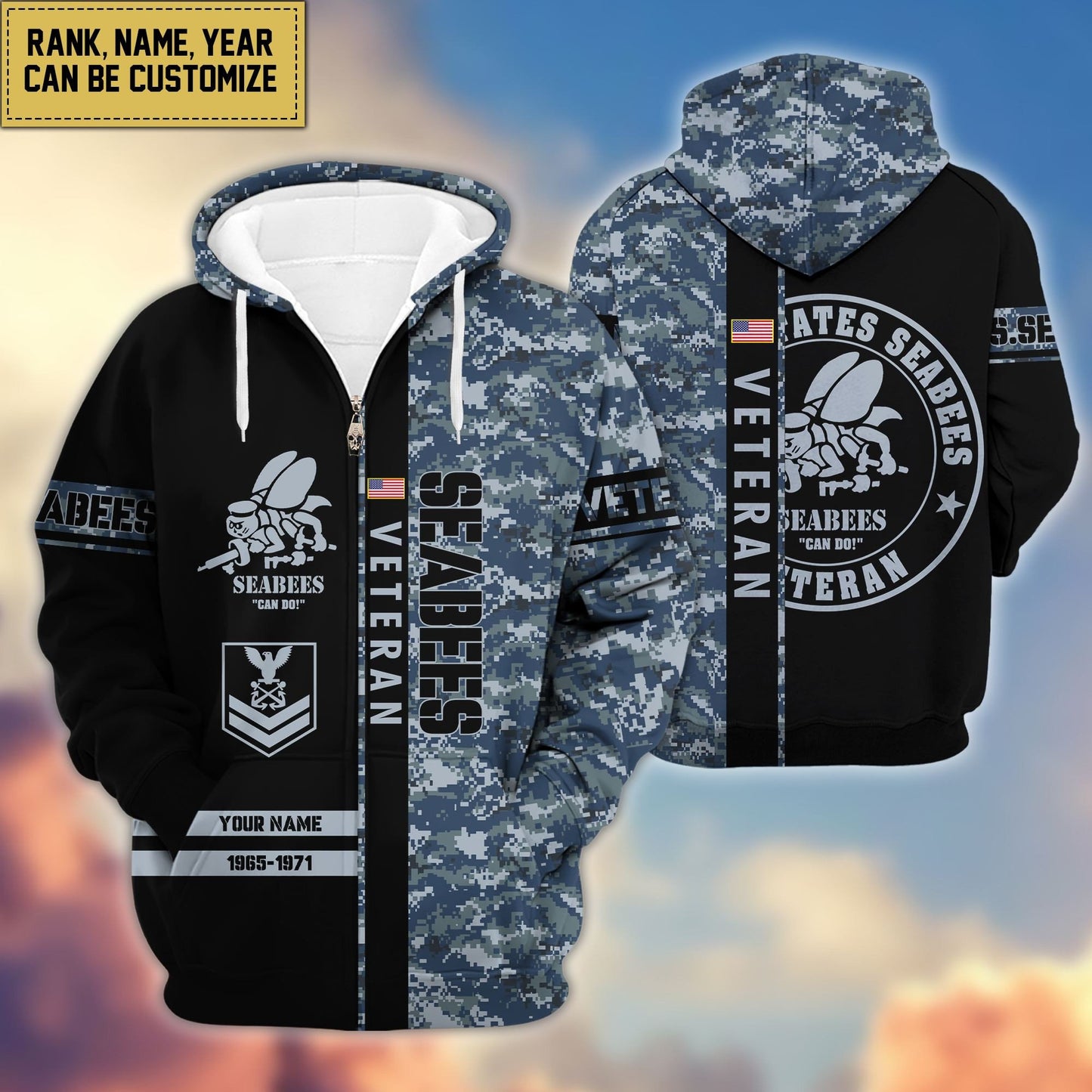Premium Personalized Camo Soldiers US Veterans Zip Hoodie HB141203, easychoo.com