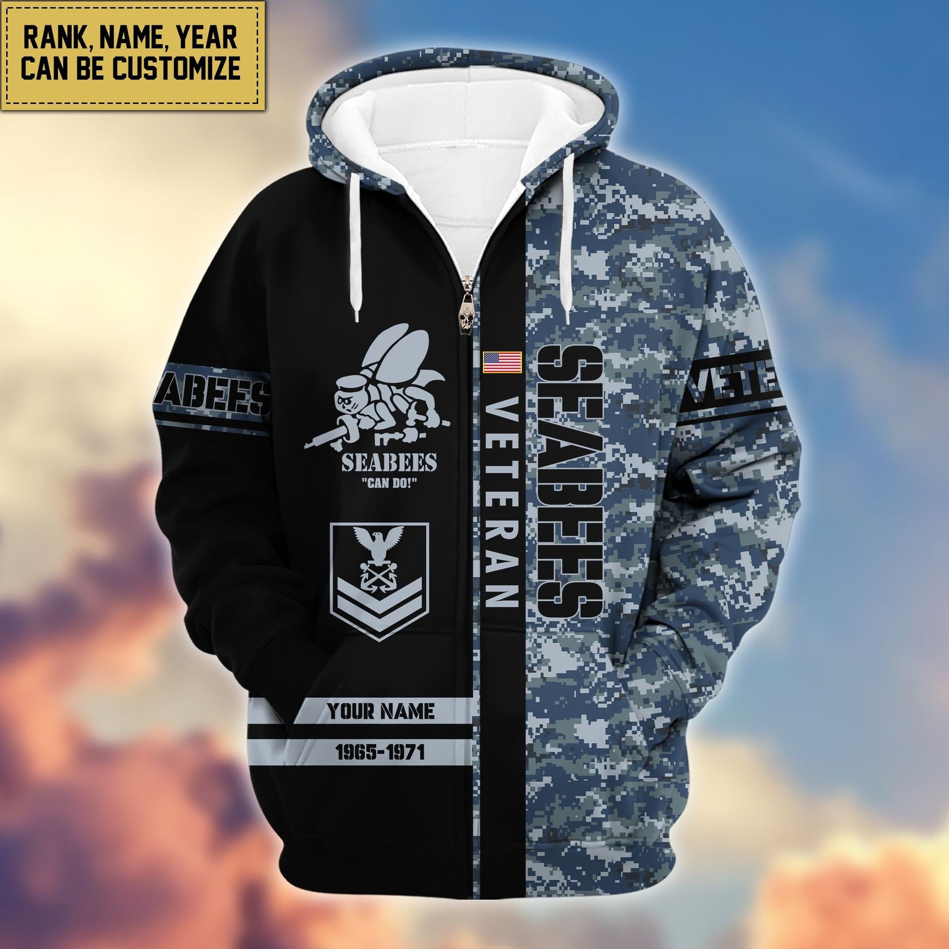 Premium Personalized Camo Soldiers US Veterans Zip Hoodie HB141203, easychoo.com