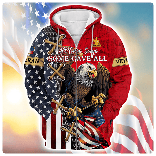 US Veterans, All Gave Some - Some Gave All, Zip Hoodie