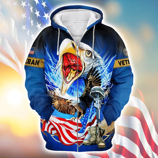 US Veterans, Bald Eagle - Honor The Fallen, Zip Hoodie