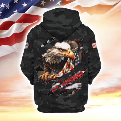 I am a U.S. Veteran i will salute my flag i am a proud America, Zip Hoodie