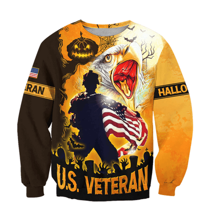 U.S. Veteran, Soldier Flag America Halloween, Zip Hoodie
