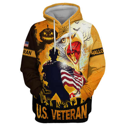 U.S. Veteran, Soldier Flag America Halloween, Zip Hoodie
