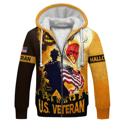 U.S. Veteran, Soldier Flag America Halloween, Zip Hoodie