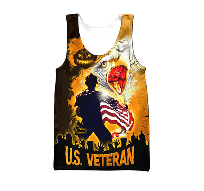 U.S. Veteran, Soldier Flag America Halloween, Zip Hoodie
