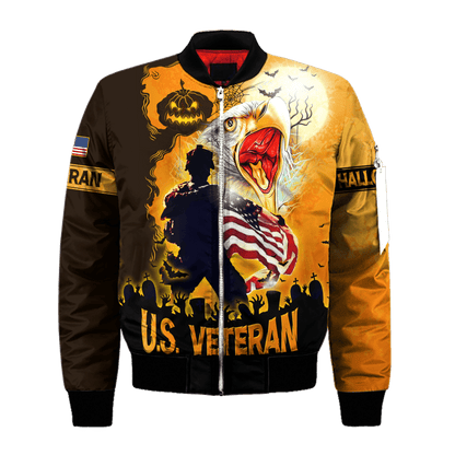 U.S. Veteran, Soldier Flag America Halloween, Zip Hoodie