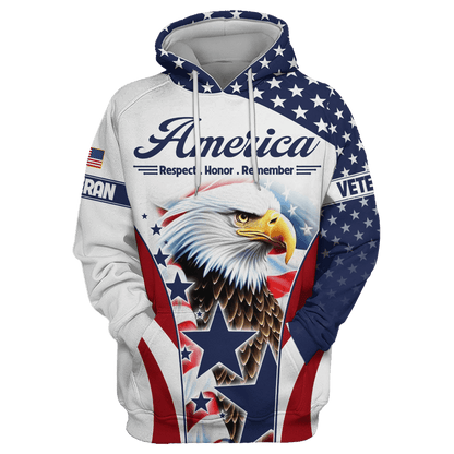 U.S. Veteran, America Respect . Honor . Remember, Zip Hoodie