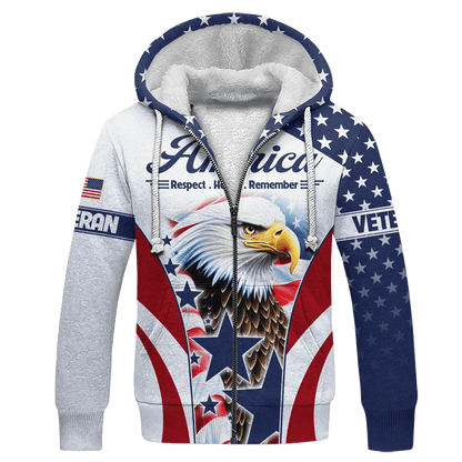 U.S. Veteran, America Respect . Honor . Remember, Zip Hoodie