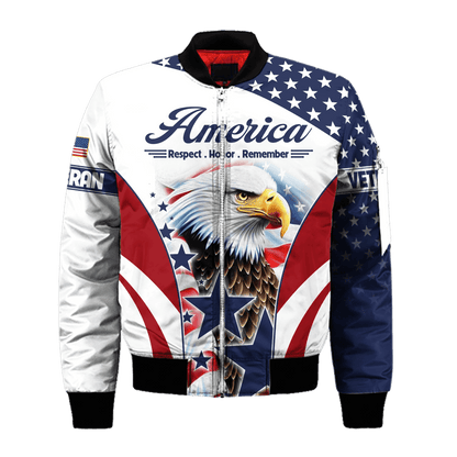 U.S. Veteran, America Respect . Honor . Remember, Zip Hoodie
