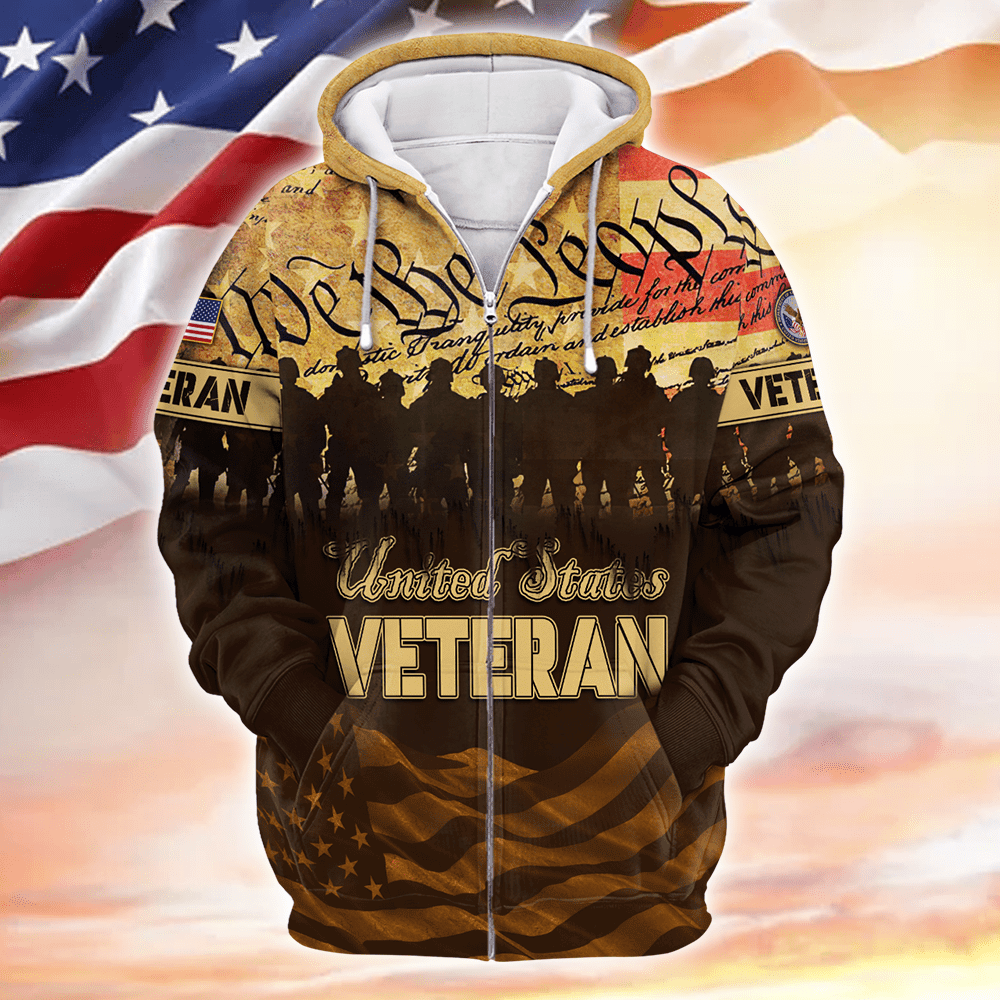 U.S. Veteran, Preamble to the United States Constitution, We The Peopel, Zip Hoodie