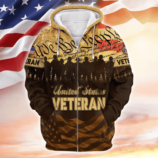 U.S. Veteran, Preamble to the United States Constitution, We The Peopel, Zip Hoodie