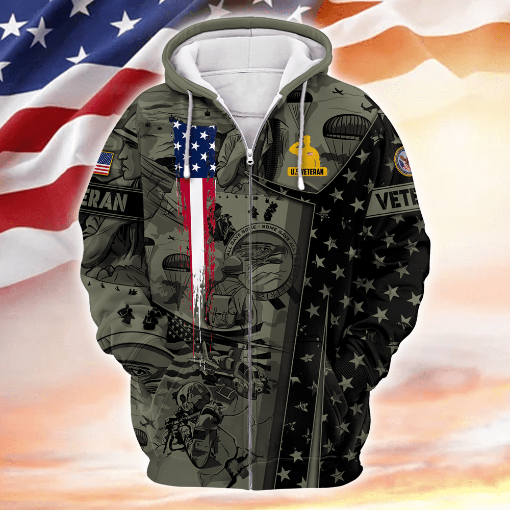 U.S. Veteran, Brave soldiers, wholeheartedly serving the country, Zip Hoodie
