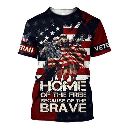 U.S. Veteran, Home Of The Free Because Of The Brave, Zip Hoodie