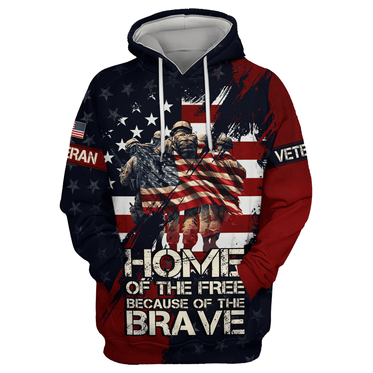 U.S. Veteran, Home Of The Free Because Of The Brave, Zip Hoodie