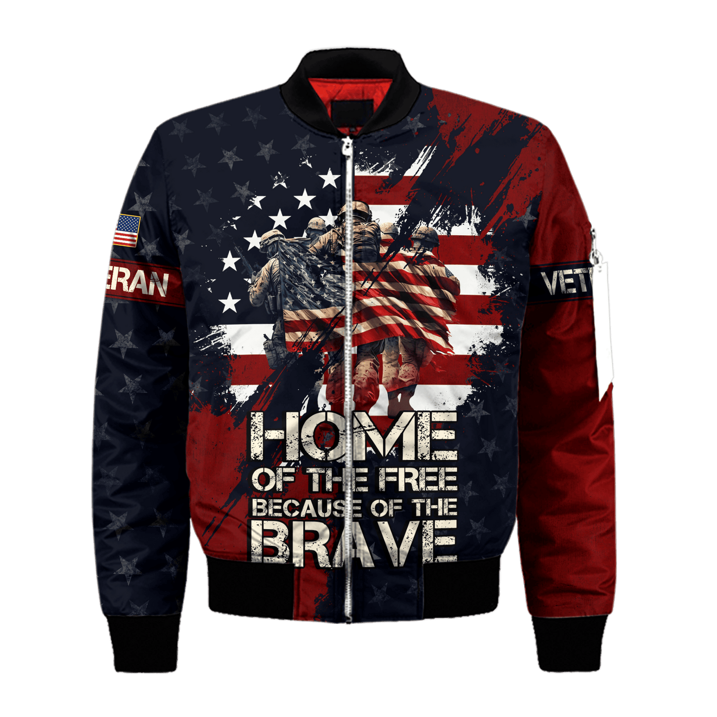 U.S. Veteran, Home Of The Free Because Of The Brave, Zip Hoodie