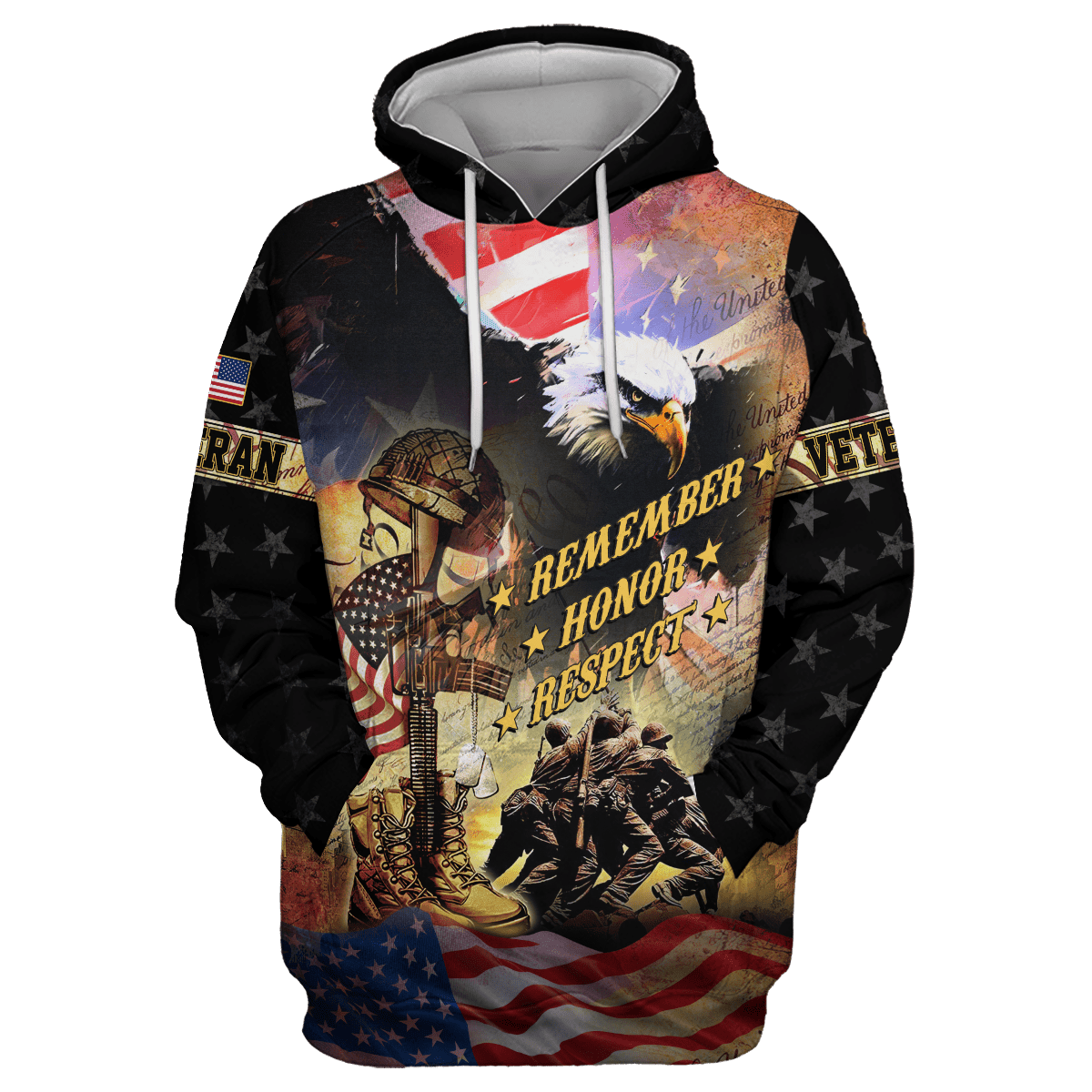 U.S. Veteran, Remember - Honor - Respect, Zip Hoodie