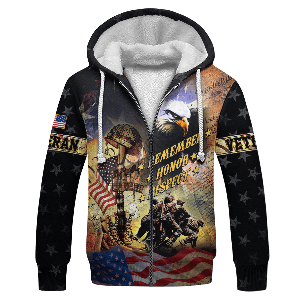 U.S. Veteran, Remember - Honor - Respect, Zip Hoodie