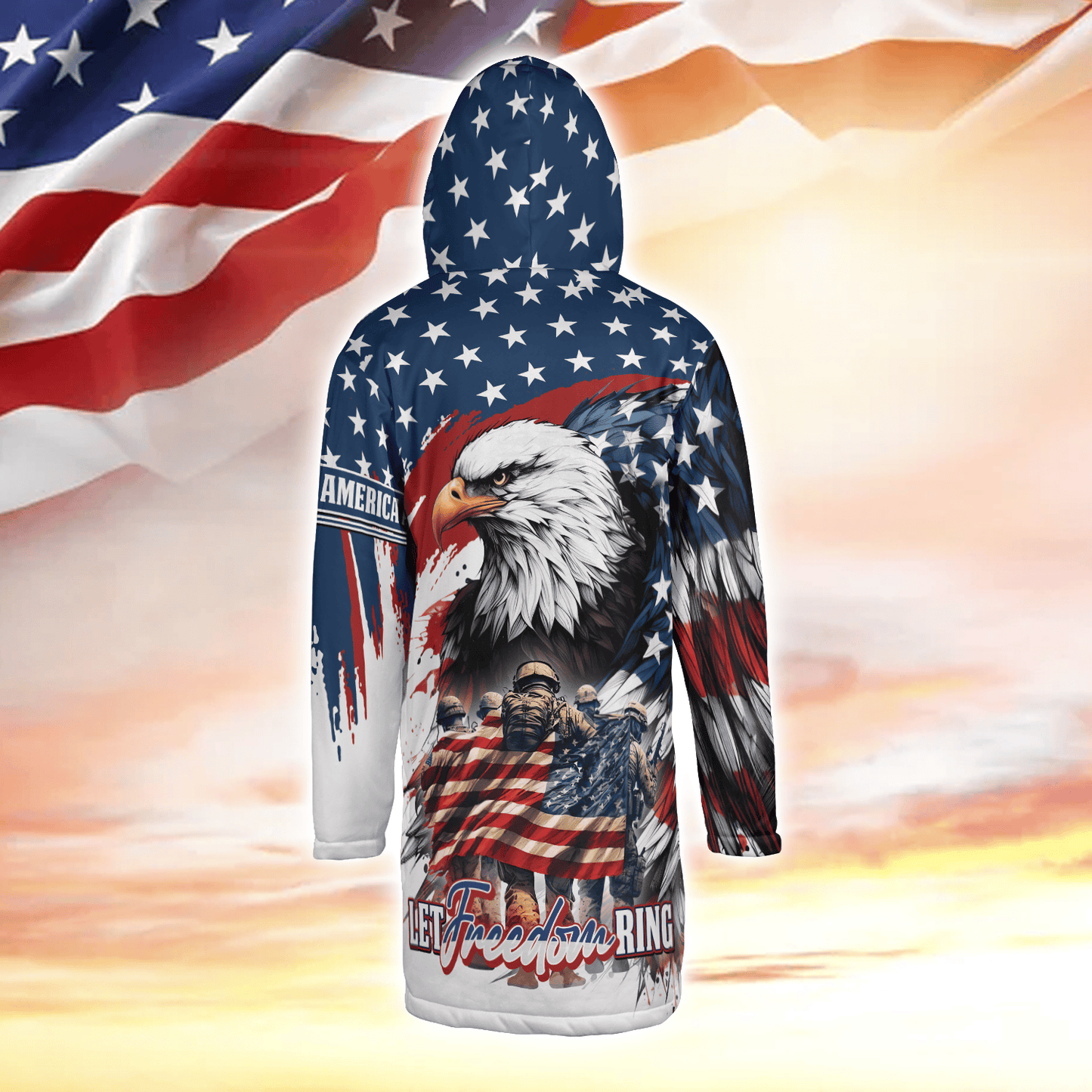 Let Freedom Ring, Veterans Day, Gifts for veterans, Hooded Cloak Coat