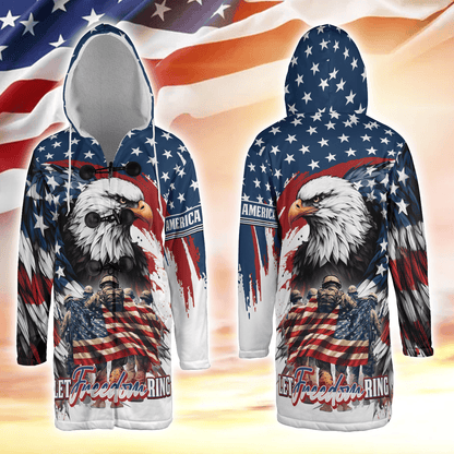 Let Freedom Ring, Veterans Day, Gifts for veterans, Hooded Cloak Coat