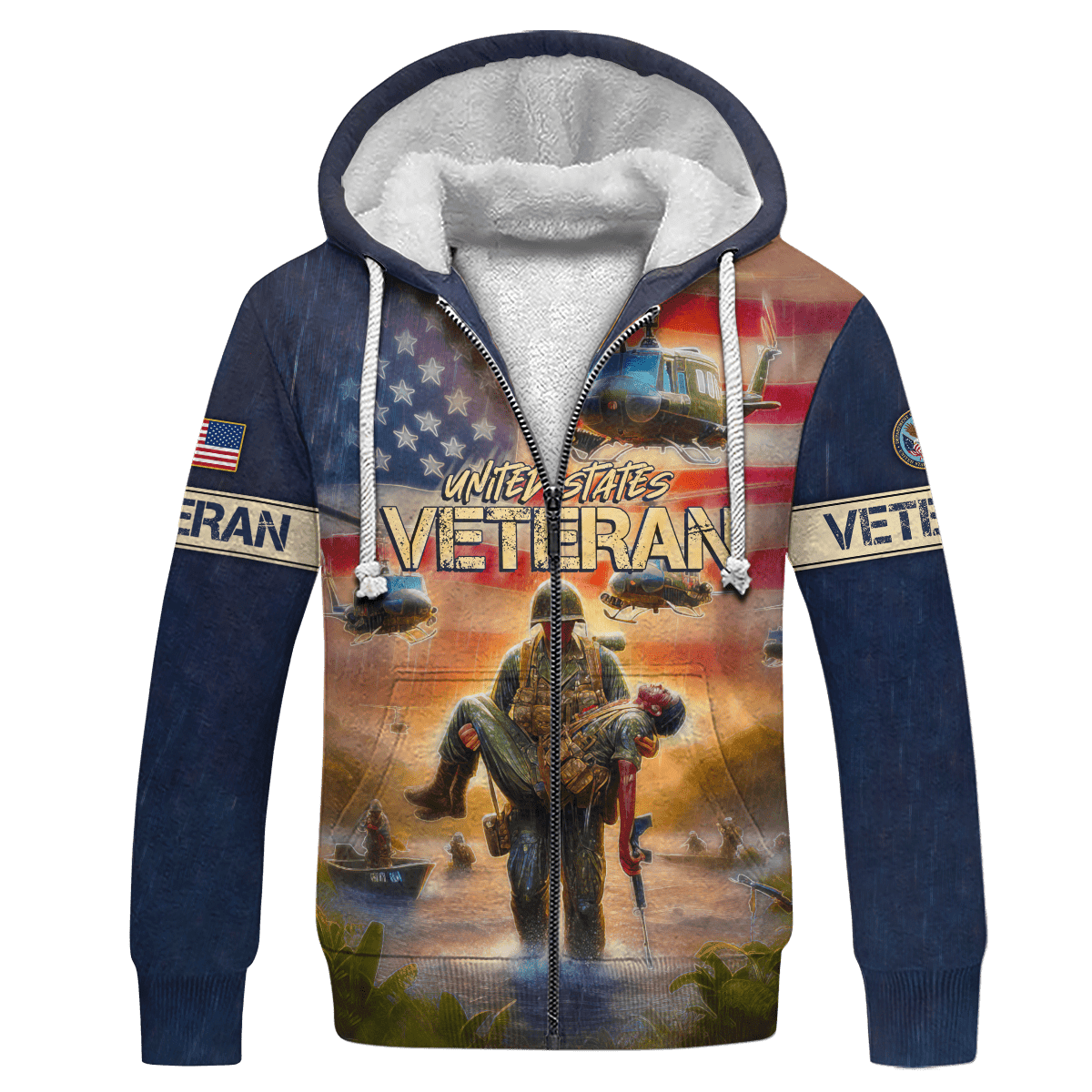 Thank You Veterans, Remember Those Who Have Fallen, Zip Hoodie