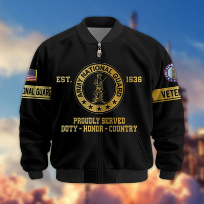 Premium Proudly Served US Veterans Bomber Jacket hu090913, Gifts For US Veterans, Gifts For Veterans Day