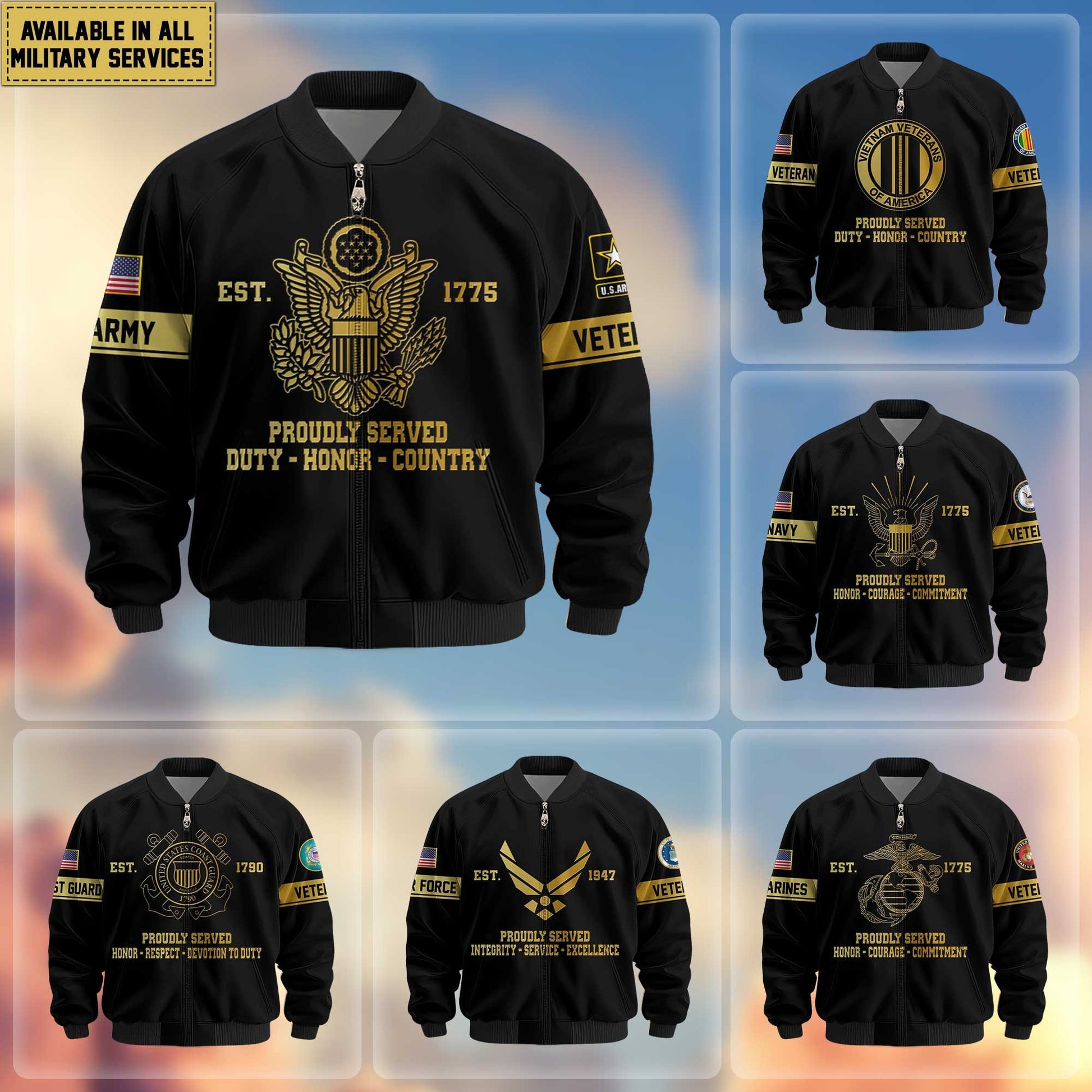 Premium Proudly Served US Veterans Bomber Jacket hu090913, Gifts For US Veterans, Gifts For Veterans Day