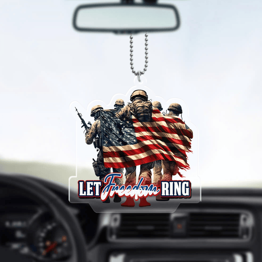 Let Freedom Ring, Veterans Day, Best Gifts For Veterans - Car Hanging Ornament, easychoo.com