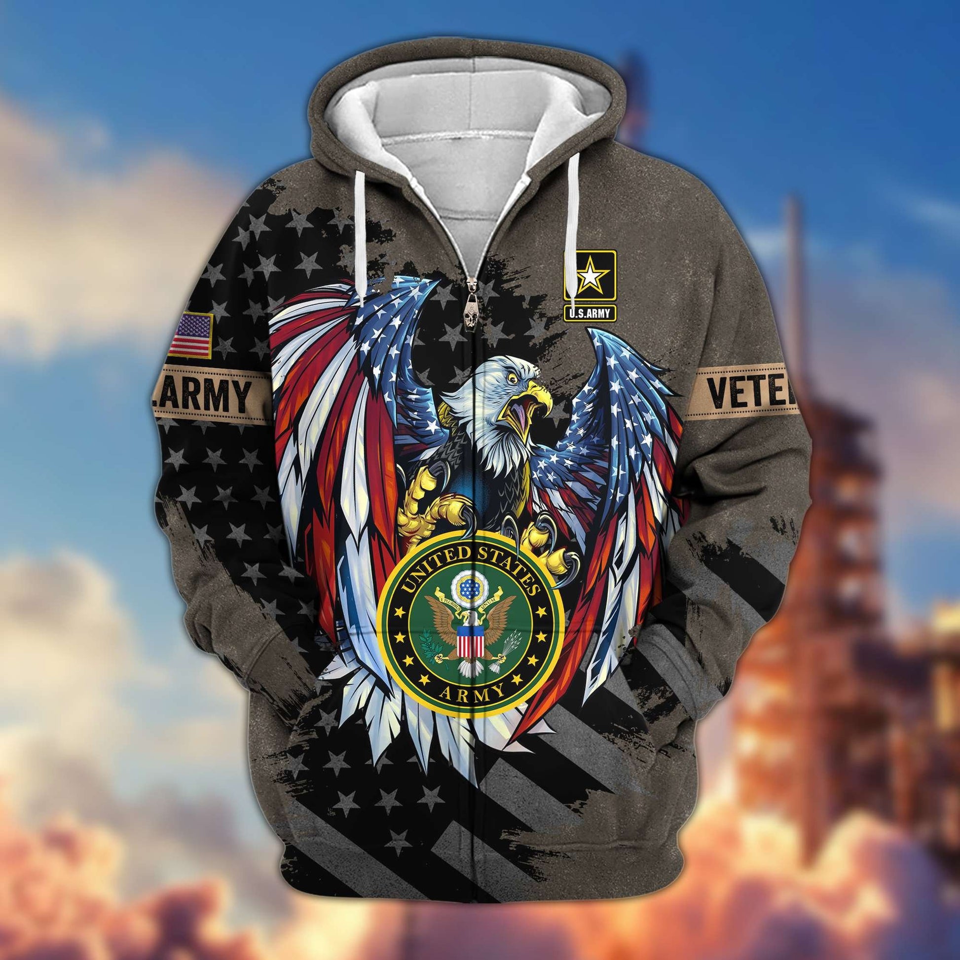 Premium US Veterans Zip Hoodie HG190913, Gifts For Veterans Day, easychoo.com