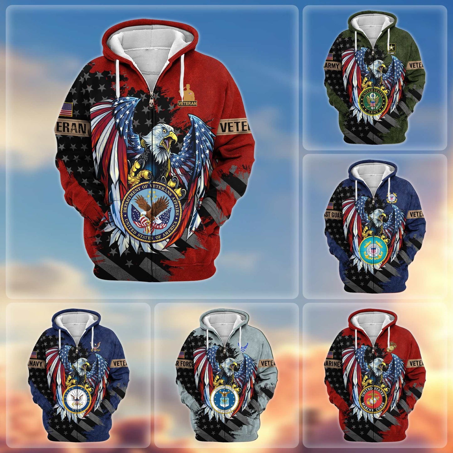 Premium US Veterans Zip Hoodie HG190913, Gifts For Veterans Day, easychoo.com