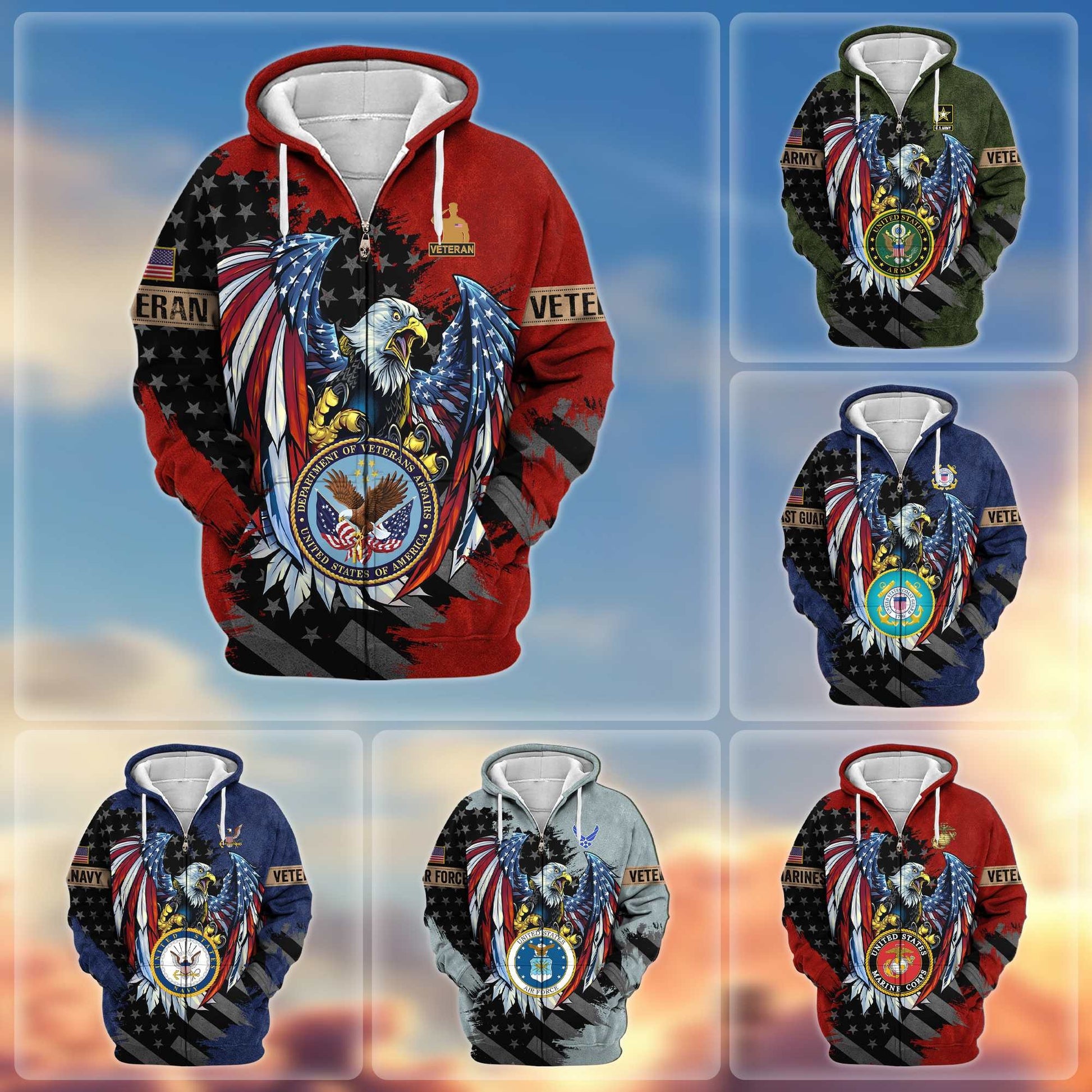 Premium US Veterans Zip Hoodie HG190913, Gifts For Veterans Day, easychoo.com
