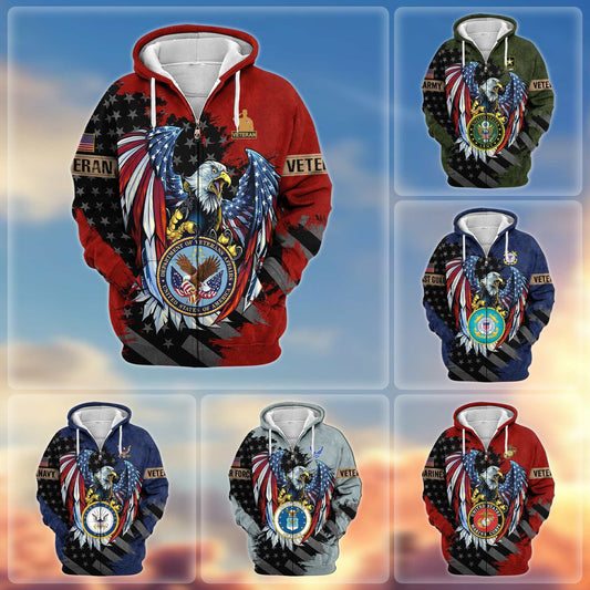 Premium US Veterans Zip Hoodie HG190913, Gifts For Veterans Day, easychoo.com