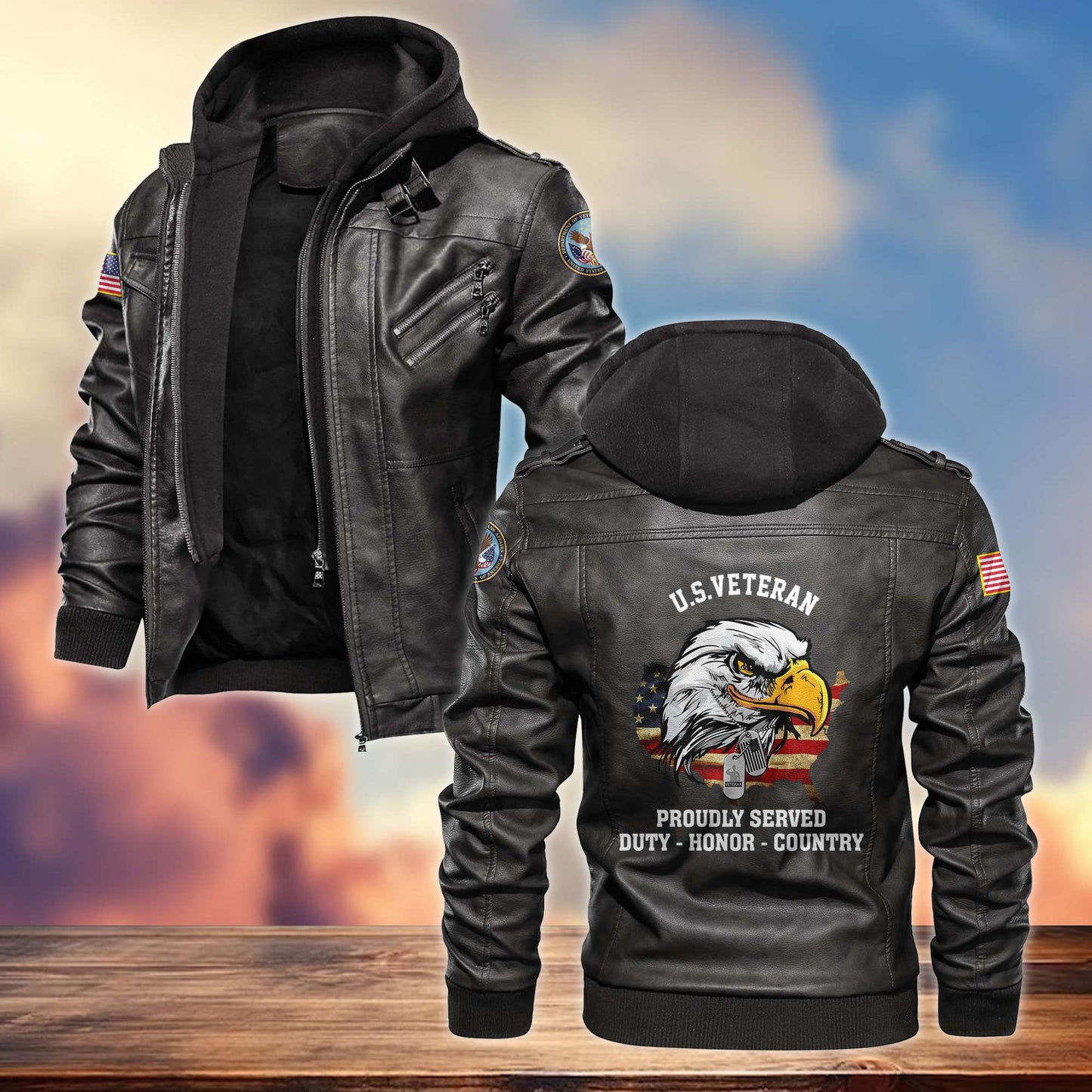 Premium US Veterans Leather Jacket hu300913, Gifts For US Veterans, Gifts For Veterans Day