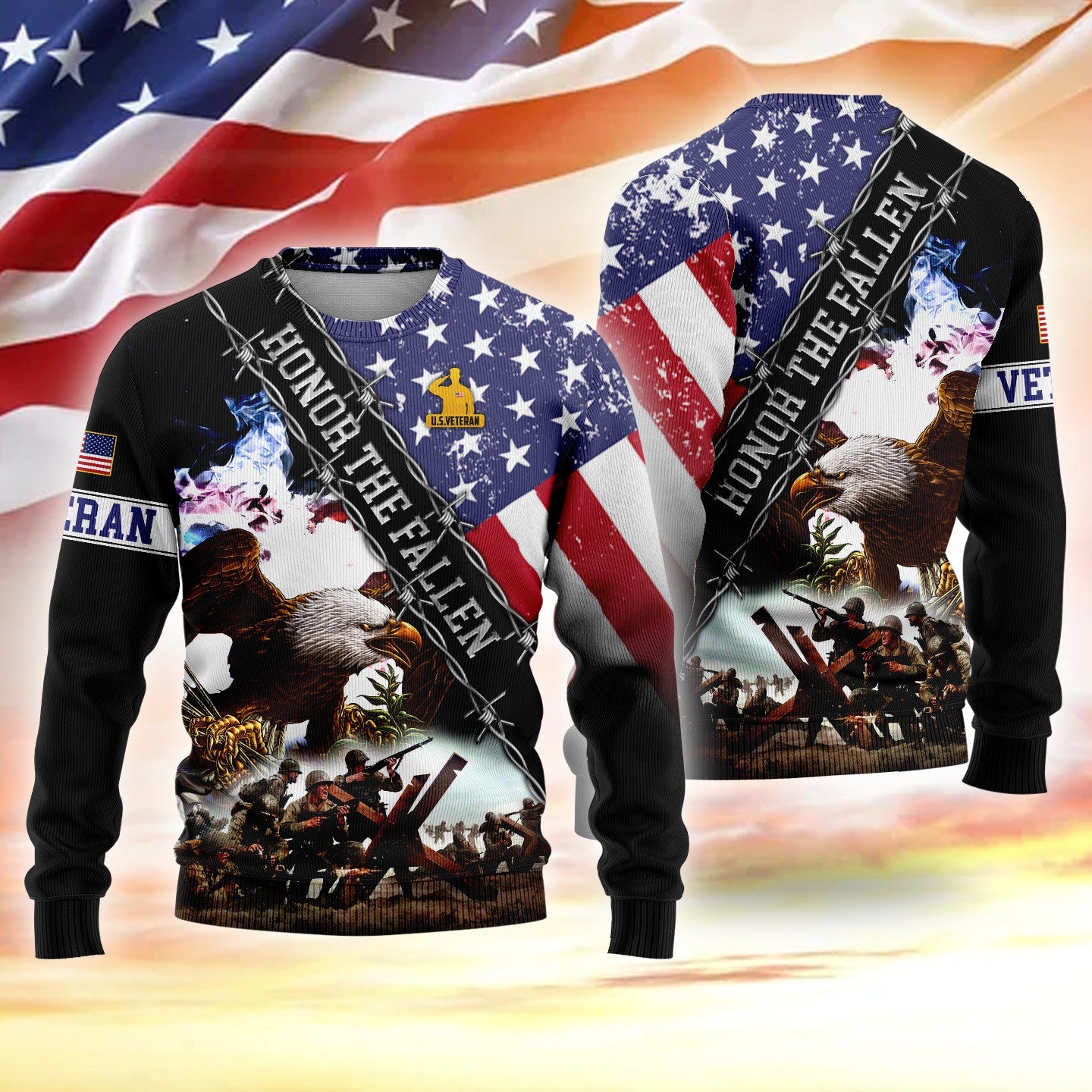 Ugly Sweater - Honor The Fallen - Best Gifts For Veterans, Veterans Day, easychoo.com