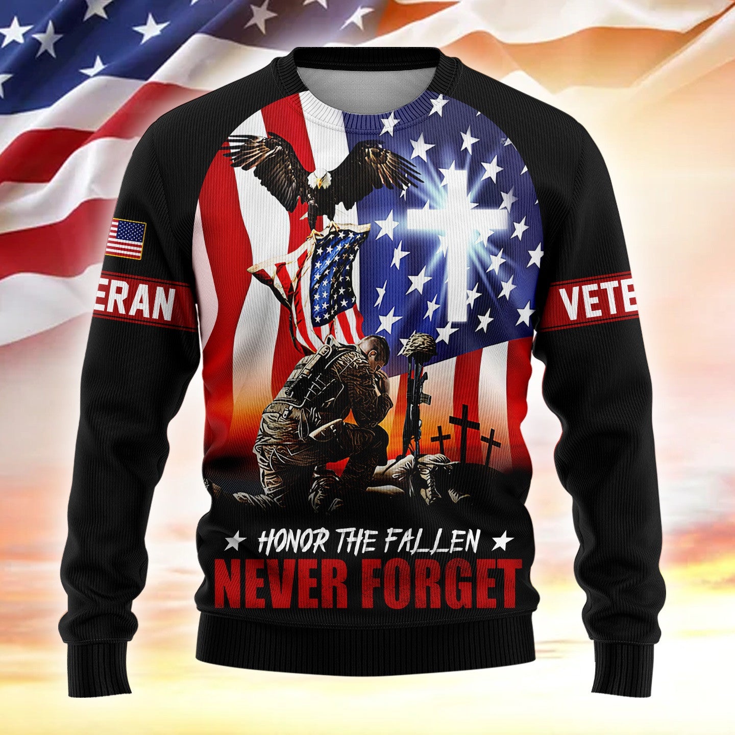 Ugly Sweater - Honor The Fallen Never Forget - Best Gifts For Veterans, Veterans Day, easychoo.com
