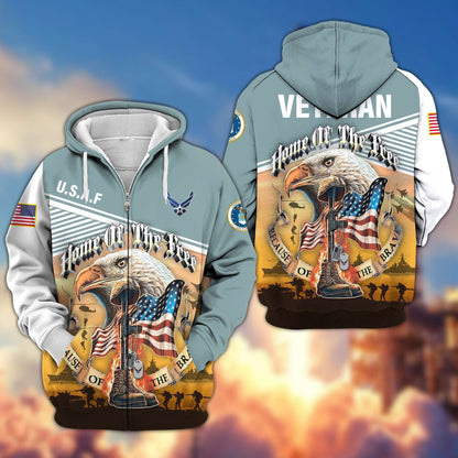 Premium US Veterans Zip Hoodie HC151001, Home Of The Free Because Of The Brave, Gifts For US Veterans, easychoo.com