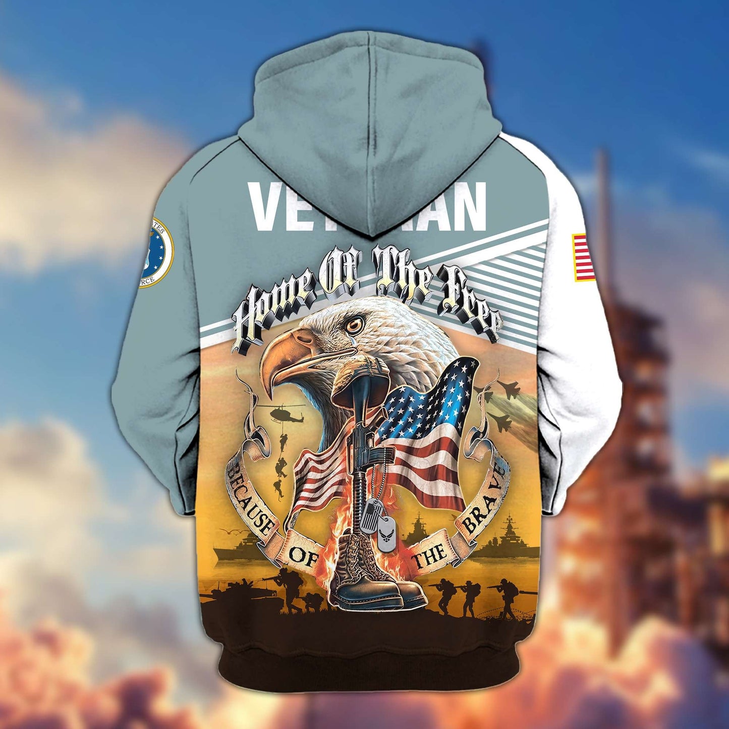 Premium US Veterans Zip Hoodie HC151001, Home Of The Free Because Of The Brave, Gifts For US Veterans, easychoo.com
