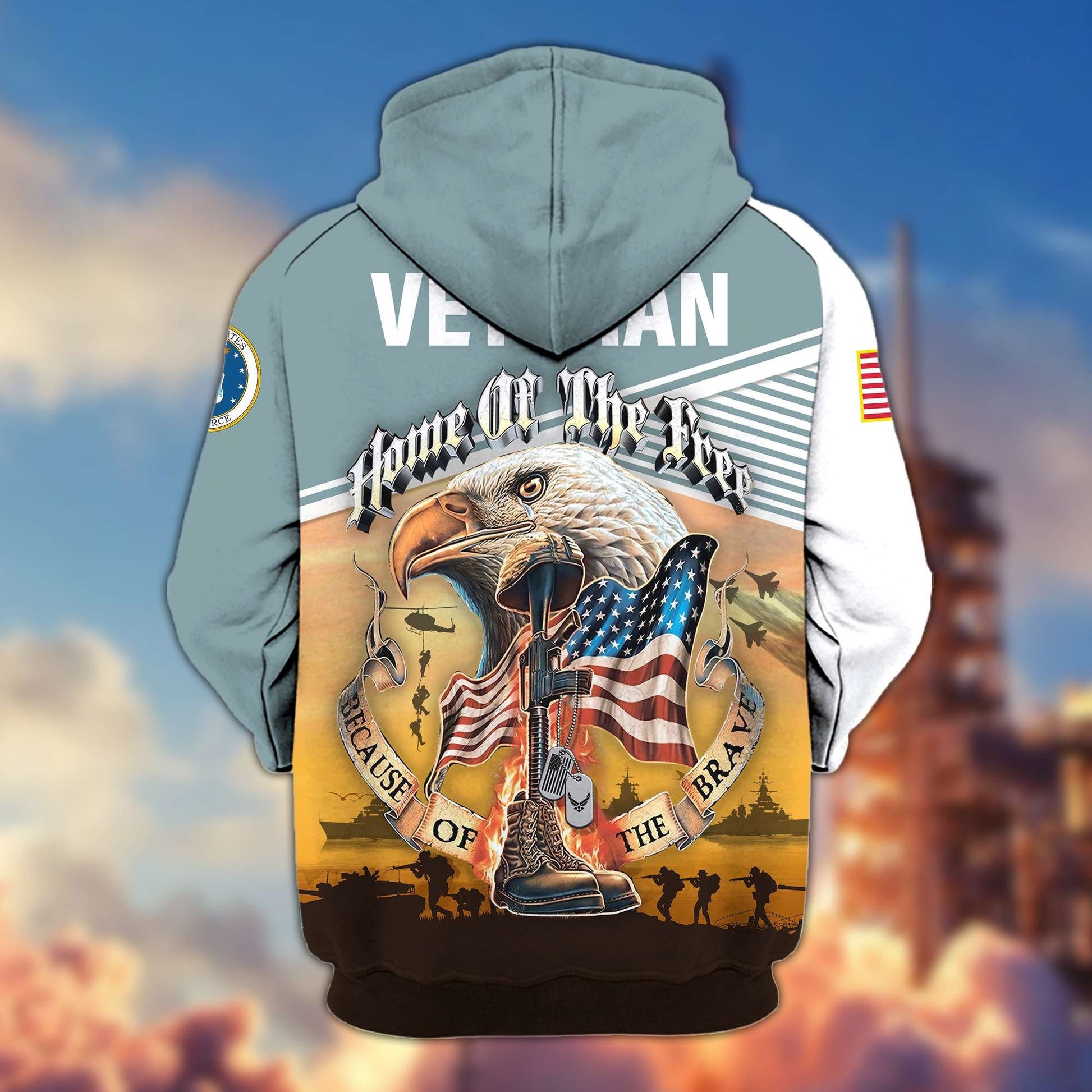 Premium US Veterans Zip Hoodie HC151001, Home Of The Free Because Of The Brave, Gifts For US Veterans, easychoo.com