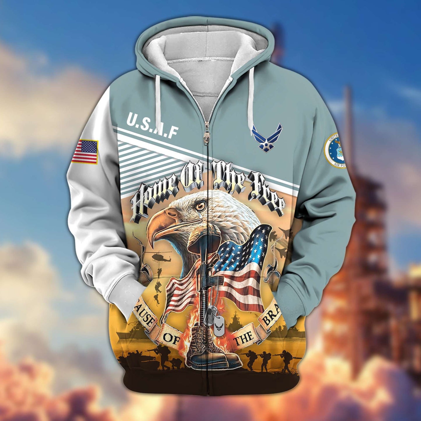 Premium US Veterans Zip Hoodie HC151001, Home Of The Free Because Of The Brave, Gifts For US Veterans, easychoo.com