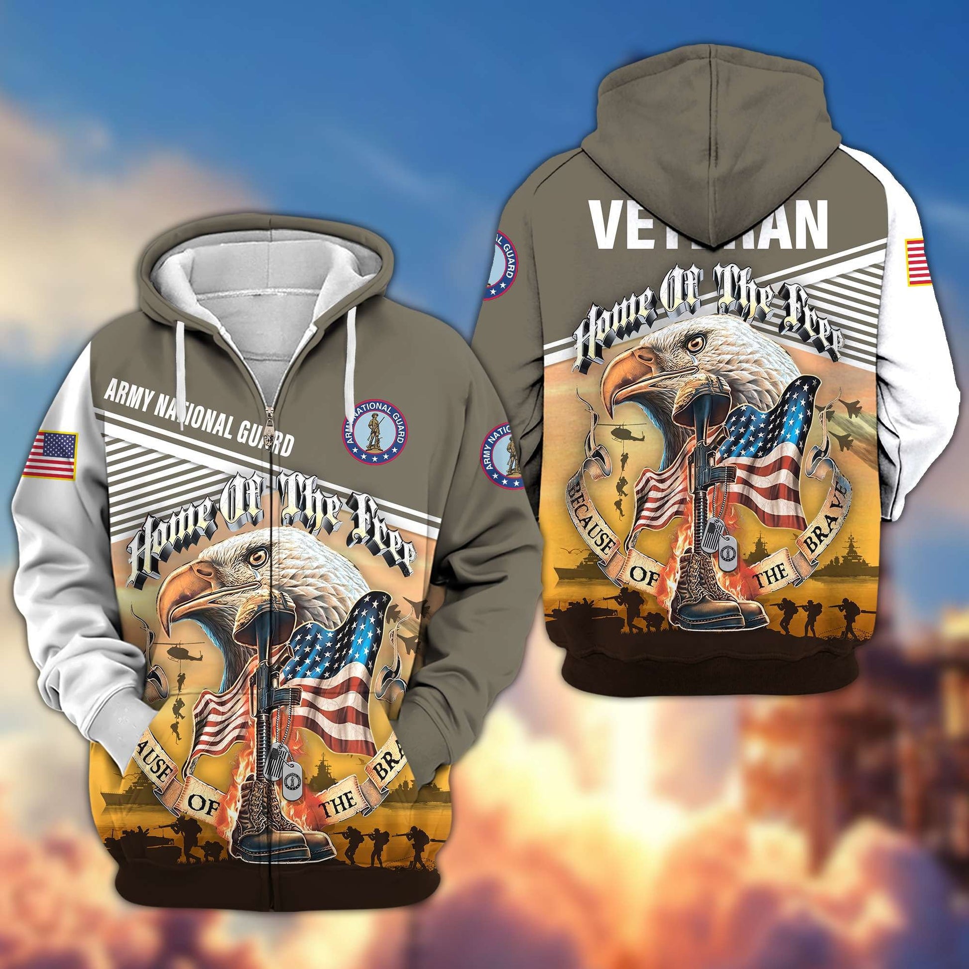 Premium US Veterans Zip Hoodie HC151001, Home Of The Free Because Of The Brave, Gifts For US Veterans, easychoo.com