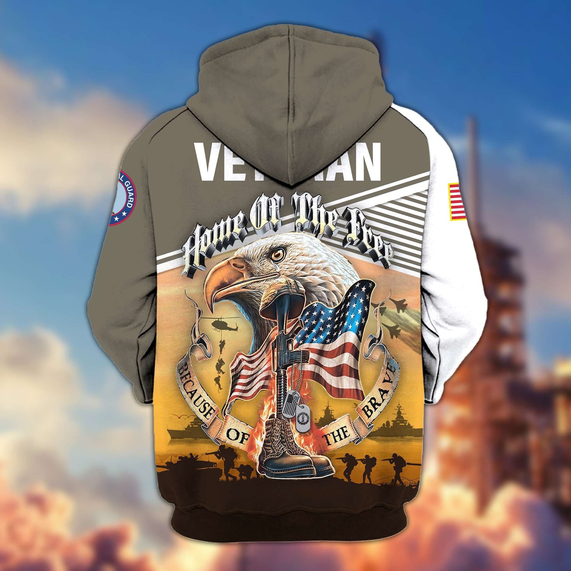 Premium US Veterans Zip Hoodie HC151001, Home Of The Free Because Of The Brave, Gifts For US Veterans, easychoo.com