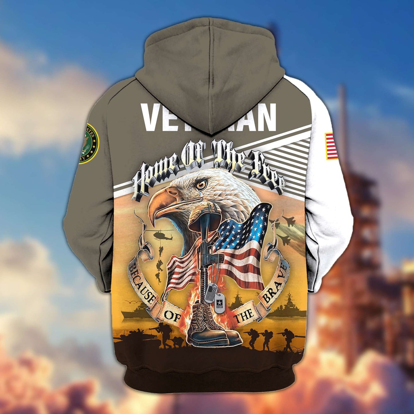 Premium US Veterans Zip Hoodie HC151001, Home Of The Free Because Of The Brave, Gifts For US Veterans, easychoo.com