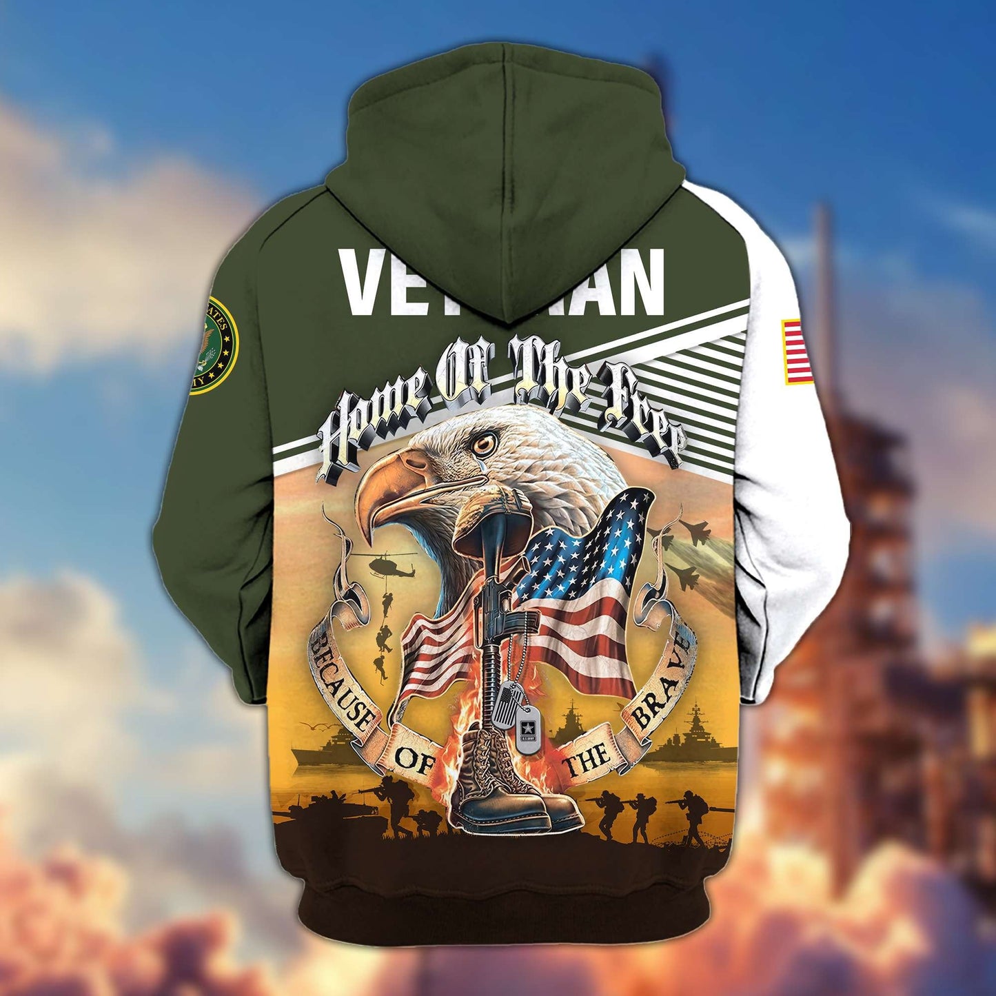 Premium US Veterans Zip Hoodie HC151001, Home Of The Free Because Of The Brave, Gifts For US Veterans, easychoo.com