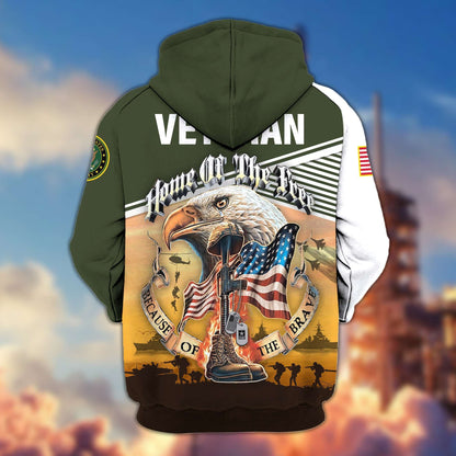 Premium US Veterans Zip Hoodie HC151001, Home Of The Free Because Of The Brave, Gifts For US Veterans, easychoo.com