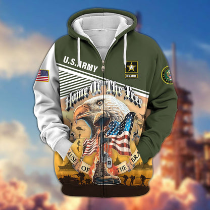 Premium US Veterans Zip Hoodie HC151001, Home Of The Free Because Of The Brave, Gifts For US Veterans, easychoo.com