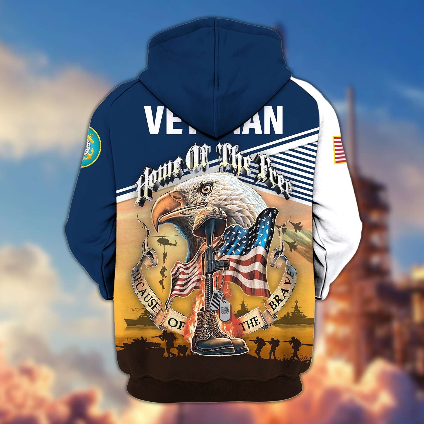 Premium US Veterans Zip Hoodie HC151001, Home Of The Free Because Of The Brave, Gifts For US Veterans, easychoo.com
