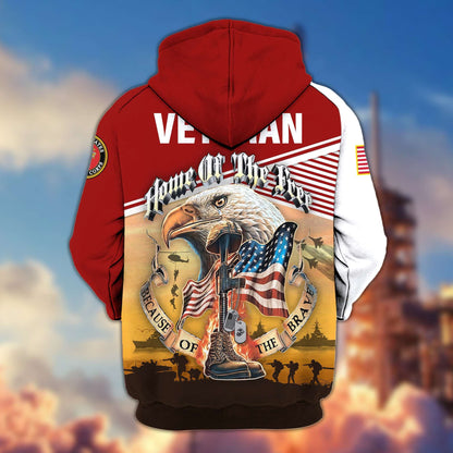 Premium US Veterans Zip Hoodie HC151001, Home Of The Free Because Of The Brave, Gifts For US Veterans, easychoo.com
