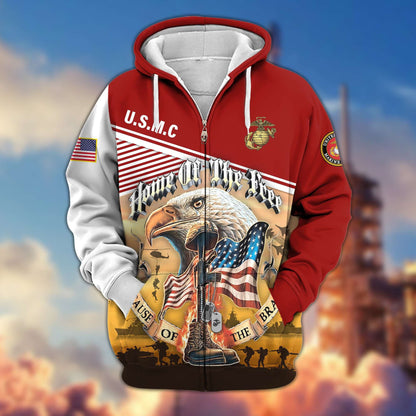 Premium US Veterans Zip Hoodie HC151001, Home Of The Free Because Of The Brave, Gifts For US Veterans, easychoo.com