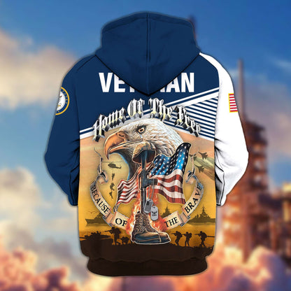 Premium US Veterans Zip Hoodie HC151001, Home Of The Free Because Of The Brave, Gifts For US Veterans, easychoo.com