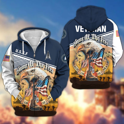 Premium US Veterans Zip Hoodie HC151001, Home Of The Free Because Of The Brave, Gifts For US Veterans, easychoo.com